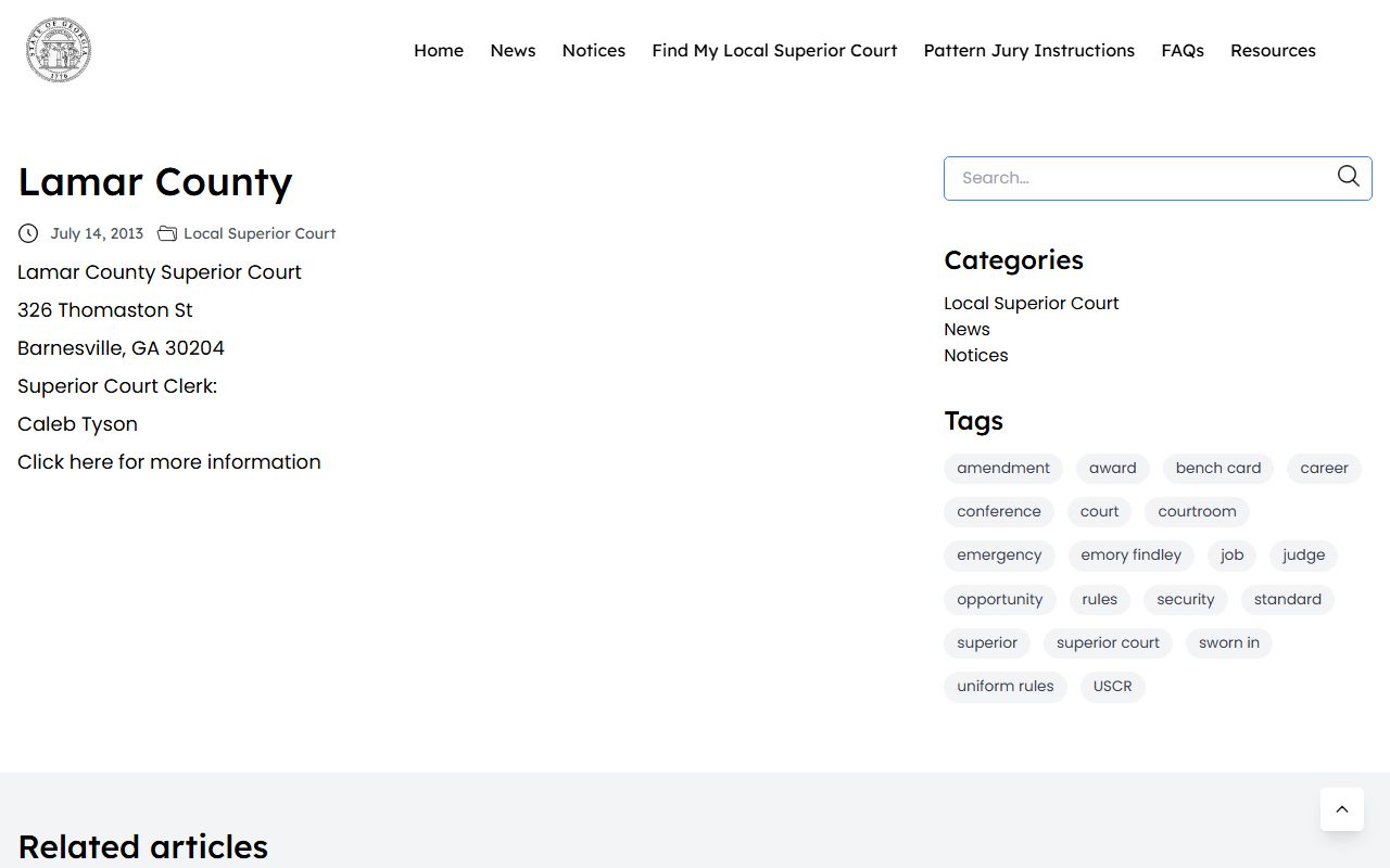 Lamar County court records Superior Court access page