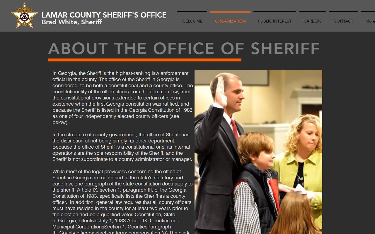 Lamar County Sheriff's Office page describing sheriff duties