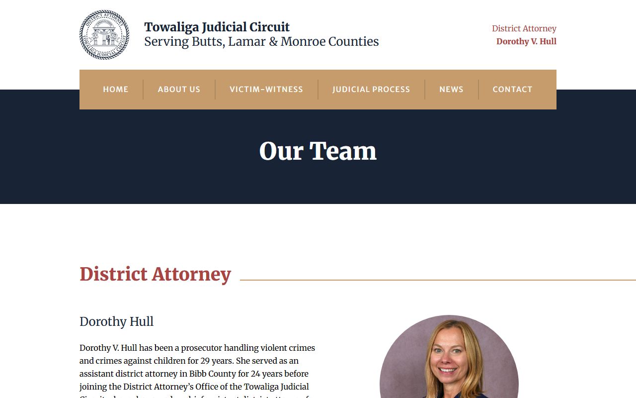 Towaliga District Attorney team page for Lamar County criminal prosecutions