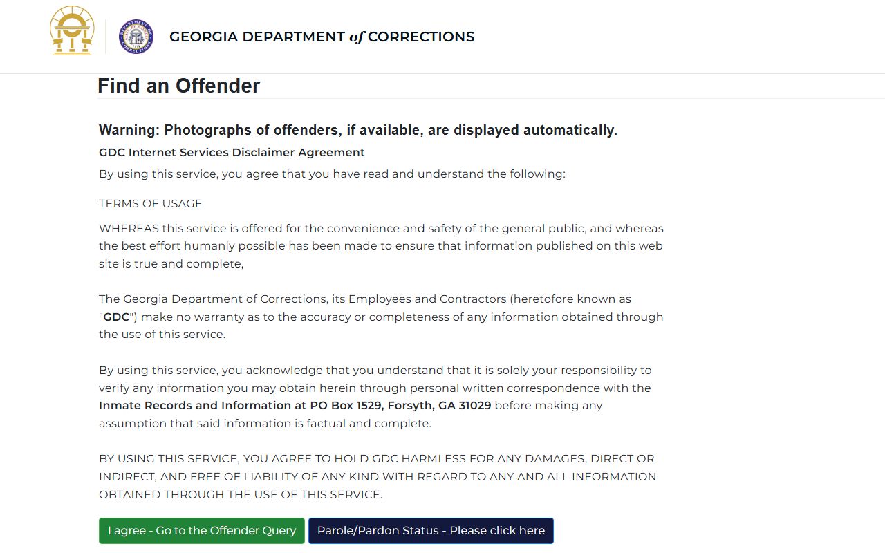Georgia Department of Corrections offender query