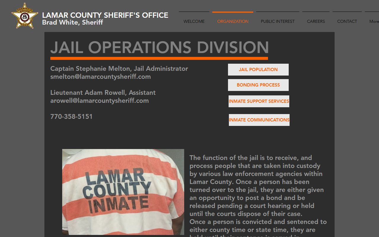 Lamar County Sheriff's Office Jail Operations page
