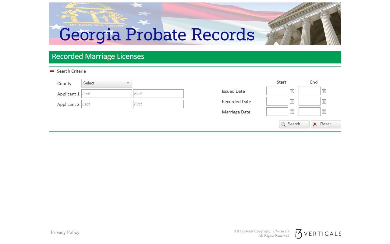 Georgia Probate Records marriage license search form for Lamar County