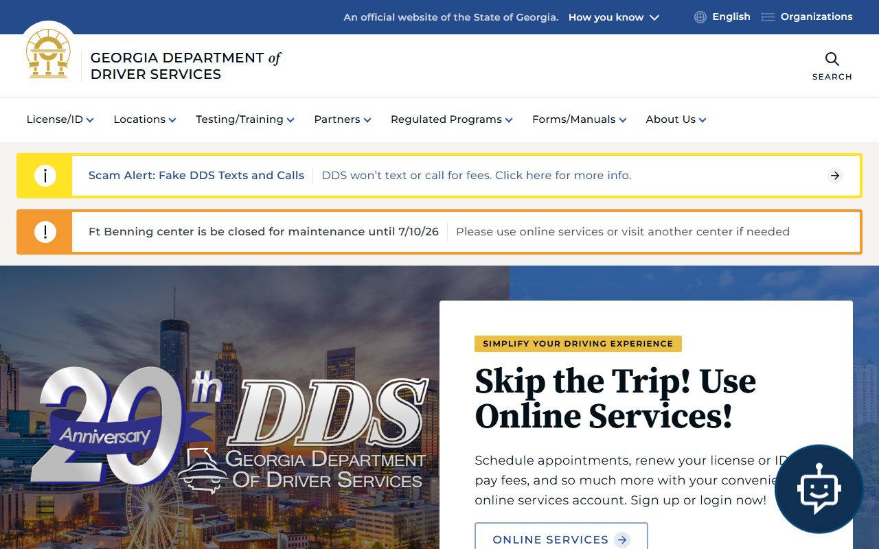 Georgia Department of Driver Services online services for driver records